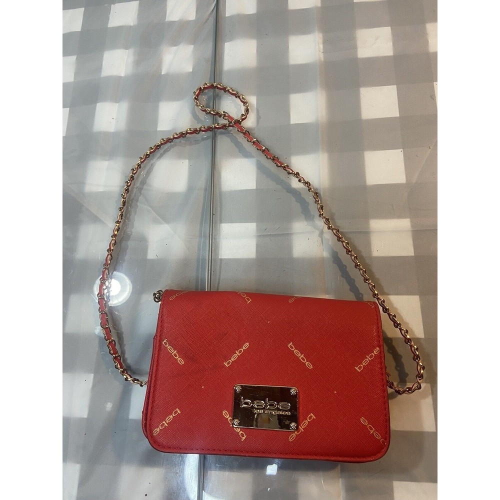 Womens Small Red Bebe Crossbody Bag Polly Flap Purse Gown Pocket Book